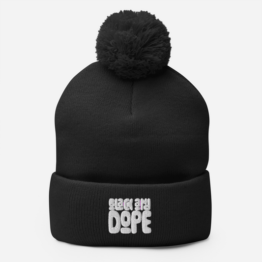 Black and Dope Pom-Pom Beanie